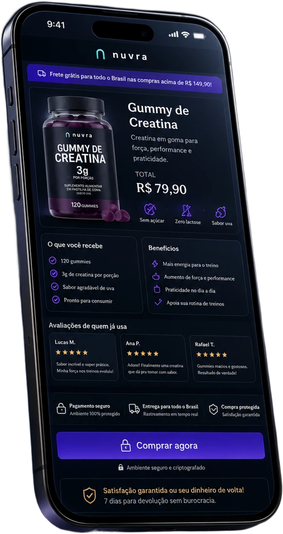 Checkout da Nuvra em um smartphone.